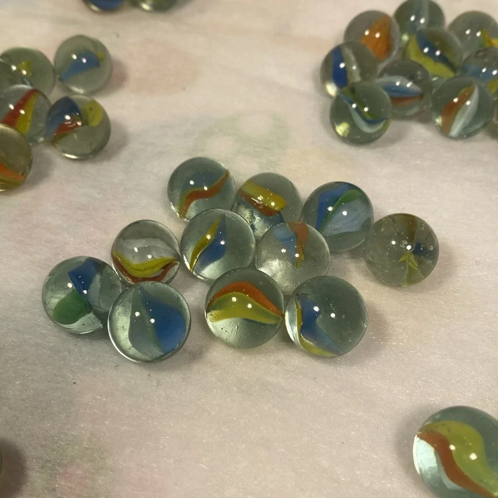 Vintage Marbles Glass Cat Eye Swirled Multi Colored Marble Cats Eyes Lot Of 250+
